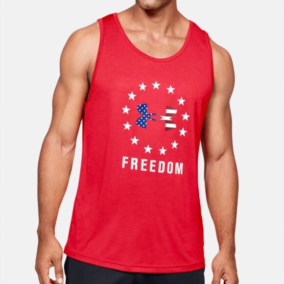 Under Armour Other - Under Armour Men's Red UA Tech USA Freedom Logo Graphic Tank Top